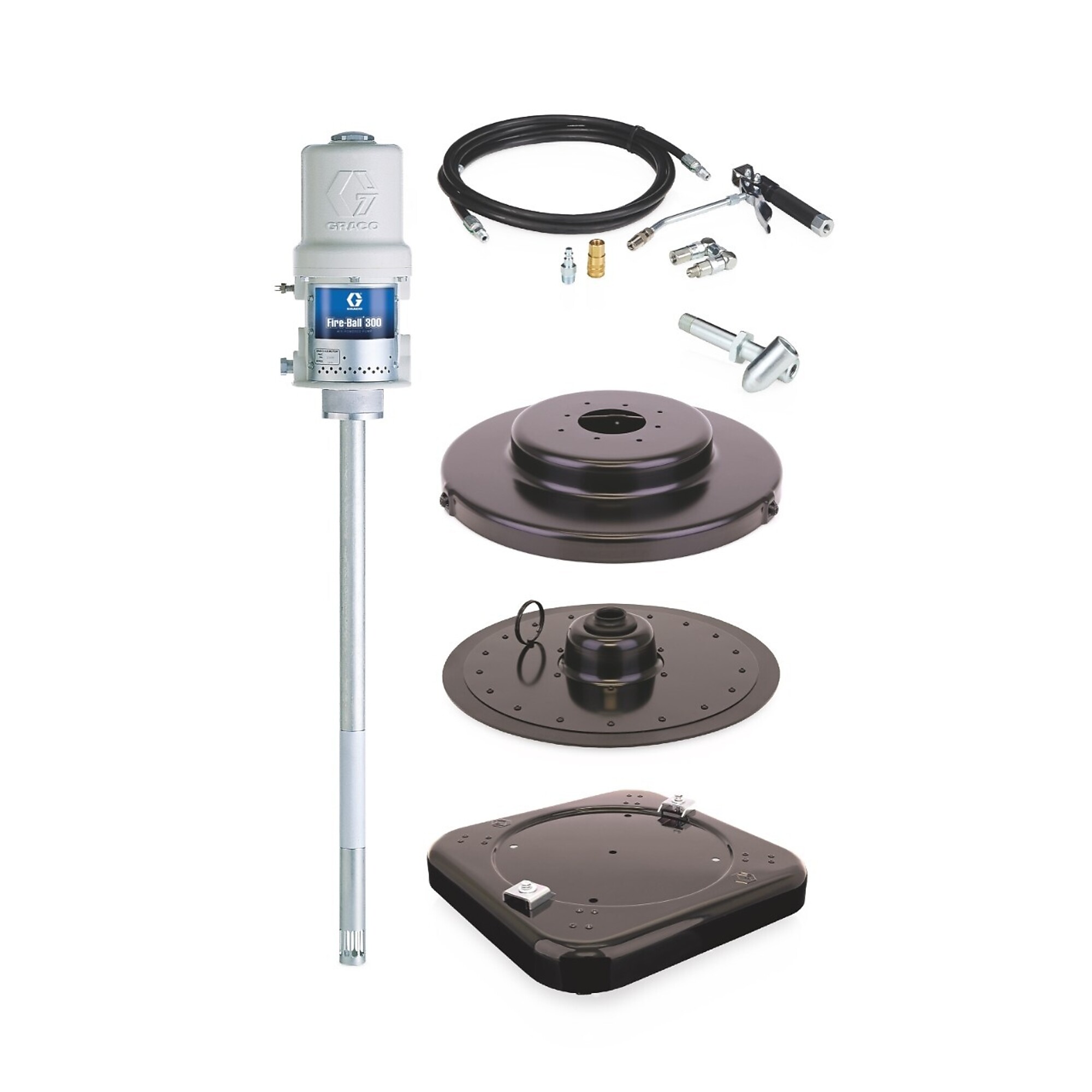 Graco 225006 Fire-Ball® 300 Series 50:1 120 lb. (54 kg) Grease Pump Portable Package with Caster Base